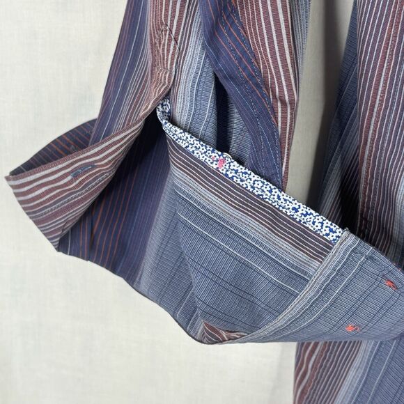Tommy Bahama Shirt Mens Large‎ Blue Pink Stripe Logo Button Up 100% cotton - Picture 11 of 14